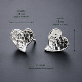 Croí Small Heart Hammered Silver Stud Earrings