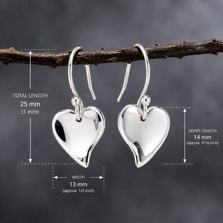 Croí Small Heart Silver Dangle Earrings