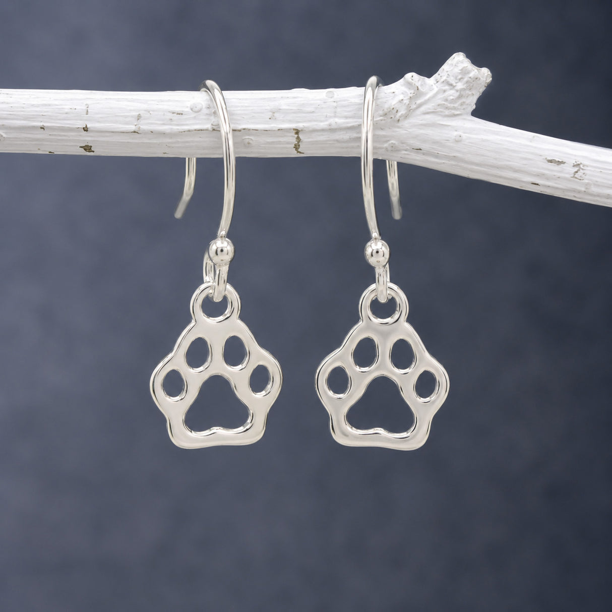Croí Ted Paw Print Silver Dangle Earrings
