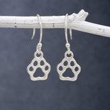 Croí Ted Paw Print Silver Dangle Earrings