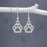 Croí Ted Paw Print Silver Dangle Earrings
