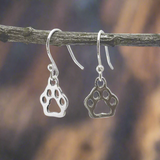 Croí - Ted Paw Print Silver Earrings - Dangle