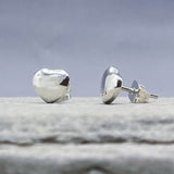 Croí Tiny Puffy Heart Silver Stud Earrings