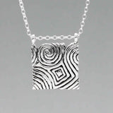 Éire Cropped Square from Newgrange Stone Silver Pendant