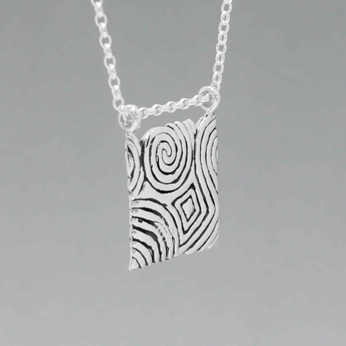 Éire Cropped Square from Newgrange Stone Silver Pendant