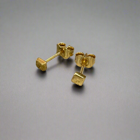 Piccoli Tiny Cube 24K Gold Plated in Silver Ireland Stud Earrings
