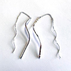 Áine Curved Stick Silver Threader Dangle Earrings