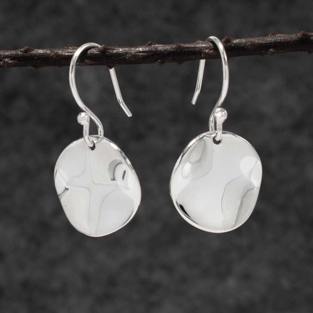 Selene Wavy Disc Silver Dangle Earrings,Ê Shop affordable, high-quality jewellery in Kinsale, West Cork, Ireland designed by