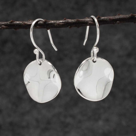 Selene Wavy Disc Silver Dangle Earrings,Ê Shop affordable, high-quality jewellery in Kinsale, West Cork, Ireland designed by
