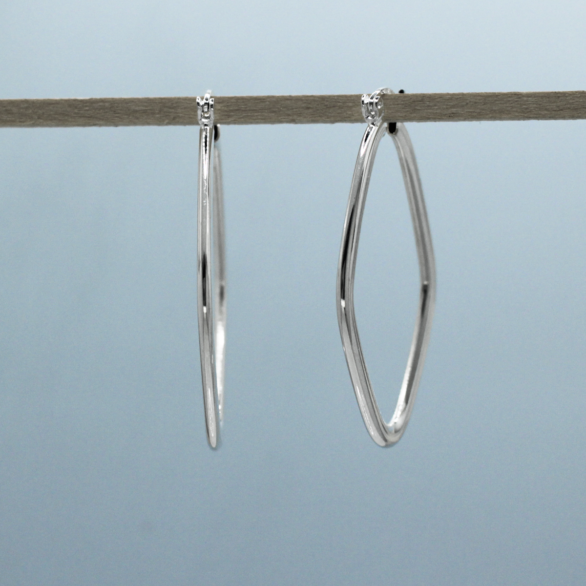 Lupita - Large Rhombus Hoop Silver Earrings