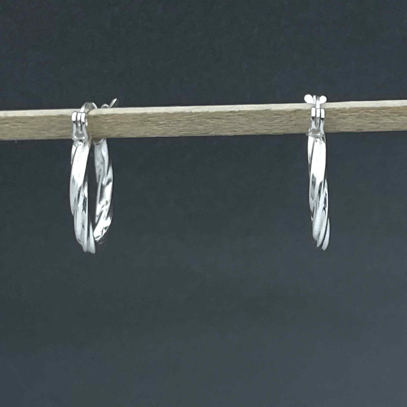 Lupita Petite Twisted Patterned Silver Hinged Hoop Earrings,Ê Shop affordable, high-quality jewellery in Kinsale, West Cork, Ireland designed by