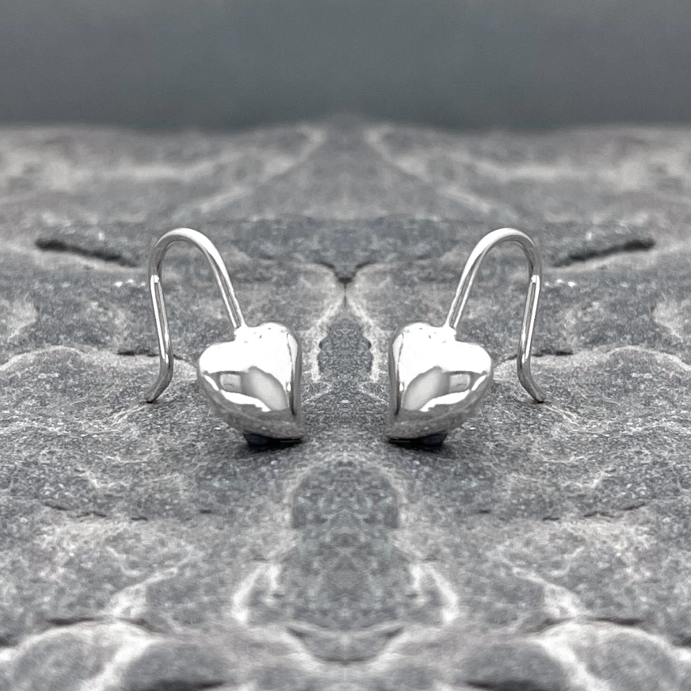 Croí - Tiny Asymmetric Puffy Heart Silver Earrings