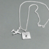 Éire - Irish Passport Replica Silver Pendant with Airplane Charm