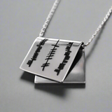 EIRE - Ogham Claddagh Papyrus Silver Pendant