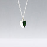 Eire - Green Glass Heart Silver Pendant