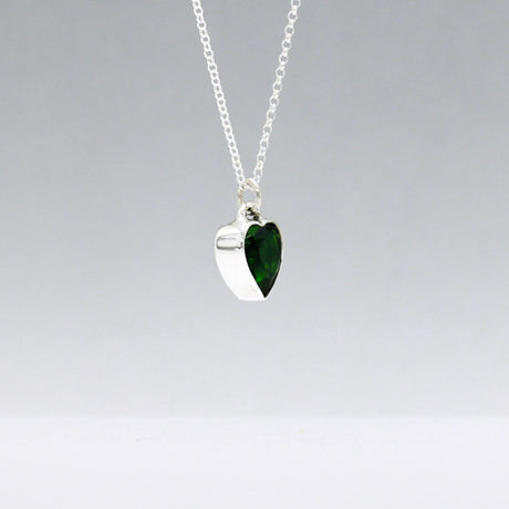 Eire - Green Glass Heart Silver Pendant