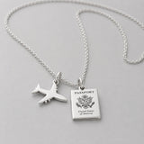 Éire Mini American Passport Replica & Airplane Silver Pendant