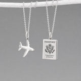 Éire Mini American Passport Replica & Airplane Silver Pendant
