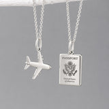 Éire Mini American Passport Replica & Airplane Silver Pendant