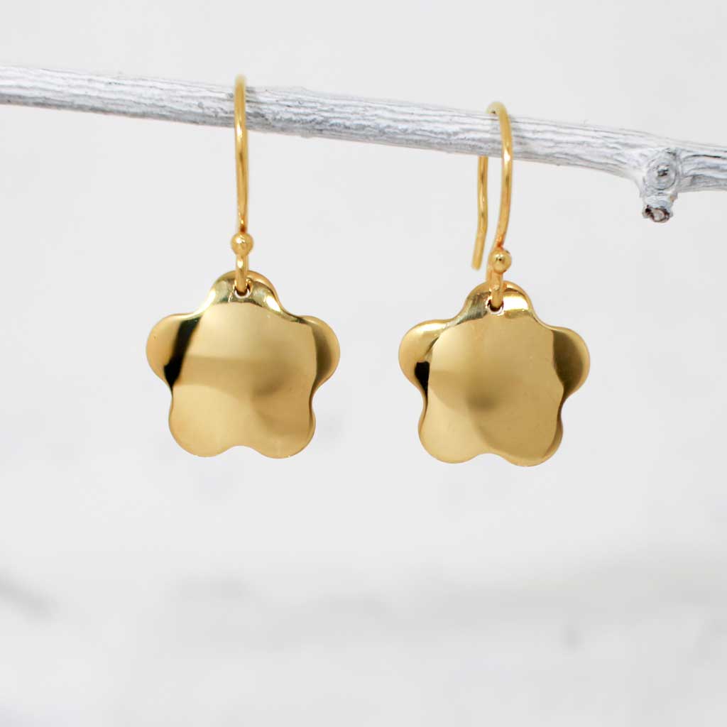 Grian Móinéir Flat Buttercup 24K Gold Plated Dangle Earrings