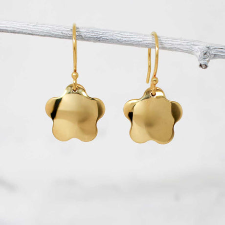 Grian Móinéir Flat Buttercup 24K Gold Plated Dangle Earrings