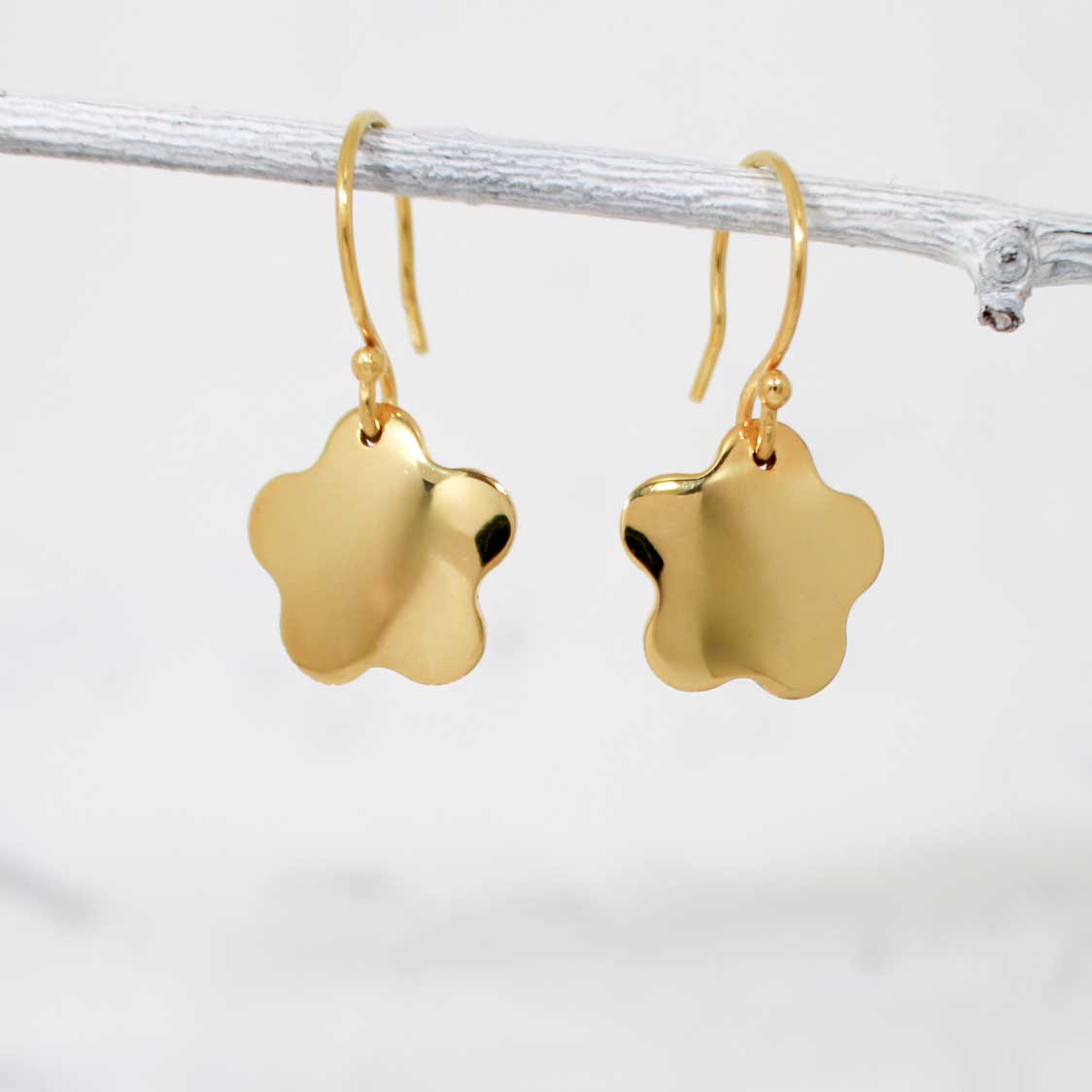 Grian Móinéir Flat Buttercup 24K Gold Plated Dangle Earrings