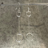 Saha Unity Double Circle Bar Silver Dangle Earrings