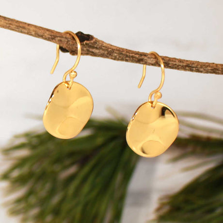 Grian Selene Wavy Disc 24K Gold Plated Dangle Earrings