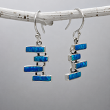 Sleveen Kinsale Steps Blue Opalescent Resin Silver Dangle Earrings