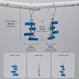 Sleveen Kinsale Steps Blue Opalescent Resin Silver Dangle Earrings