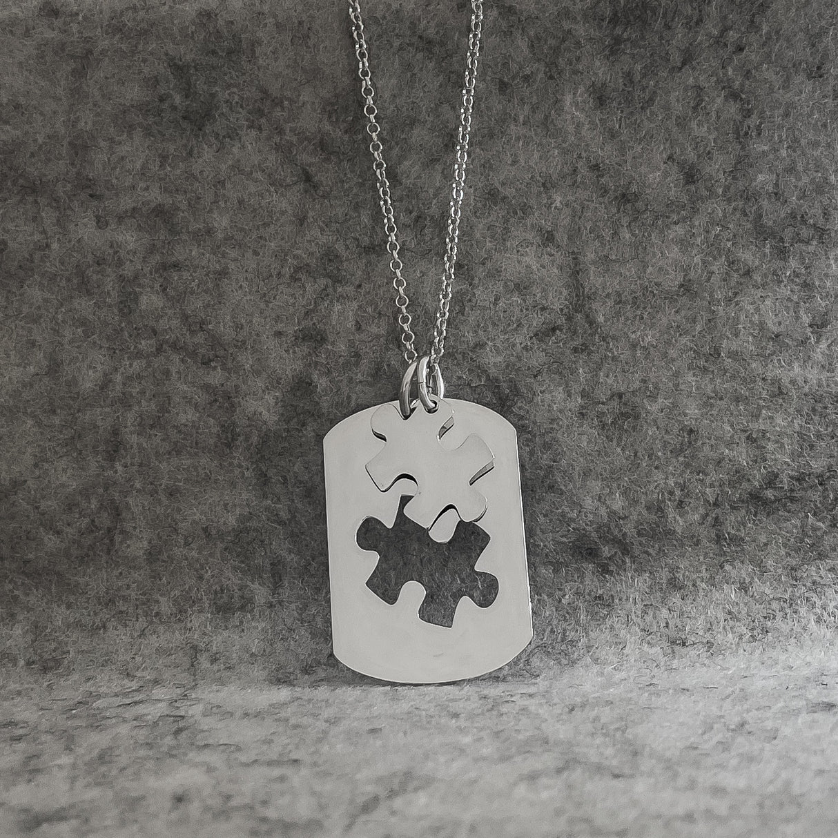 SAHA Jigsaw Puzzle Silver Pendant with Two Pieces