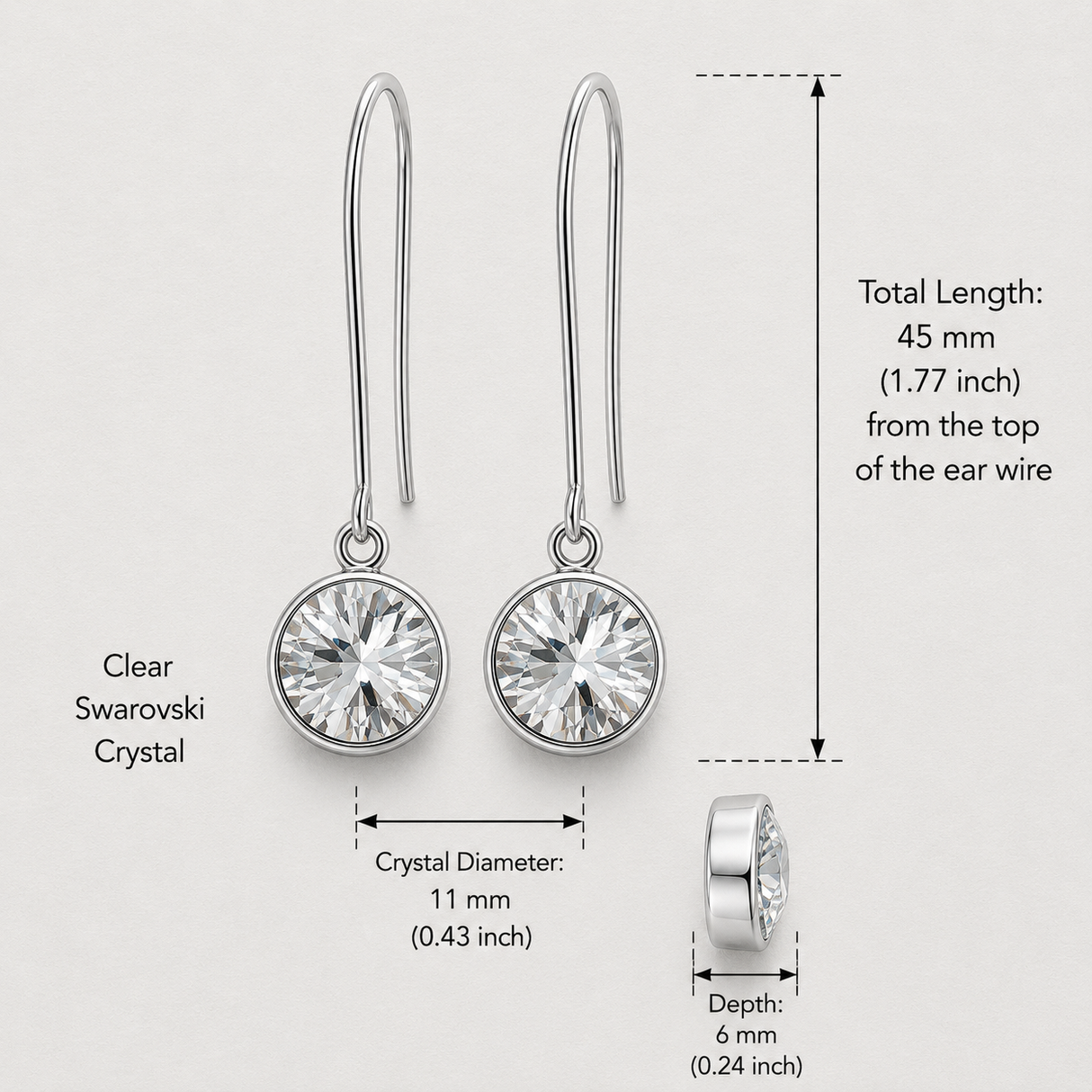 Candy Clear Swarovski Krystal Sølv Dingleøreringe