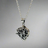 Croí - Heart Locket Silver Pendant with Hummingbirds & Flowers