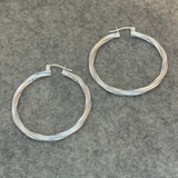 Lupita - Large Patterned Circle Hoop Silver Earrings