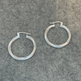 Lupita - Small Patterned Circle Silver Hoop Earrings