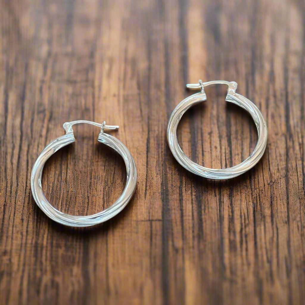 Lupita - Small Patterned Circle Silver Hoop Earrings