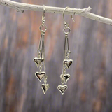 Croí - Three Heart Cascade Silver Earrings - Dangle