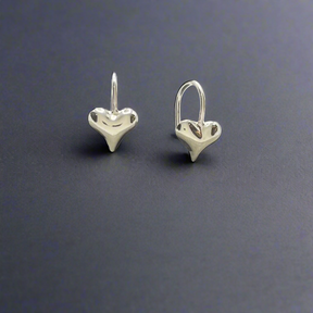 Croí Petite Puffy Hanging Heart Silver Dangle Earrings,Ê Shop affordable, high-quality jewellery in Kinsale, West Cork, Ireland designed by Emilio Sotelo Jewelry