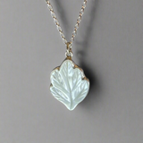 Péarla - Carved Mother of Pearl Leaf Silver Pendant