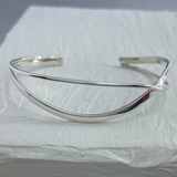 Uisce - Double Wave Cuff Silver Bracelet