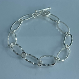 Áine - Oblong Hammered Silver Link Bracelet