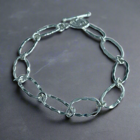 Áine Oblong Hammered Silver Link Bracelet,Ê Shop affordable, high-quality jewellery in Kinsale, West Cork, Ireland designed by Croí Kinsale Jewellery