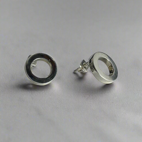 AYA Three-Dimensional Circle Silver Stud Earrings,Ê Shop affordable, high-quality jewellery in Kinsale, West Cork, Ireland designed by Croí Kinsale Jewellery