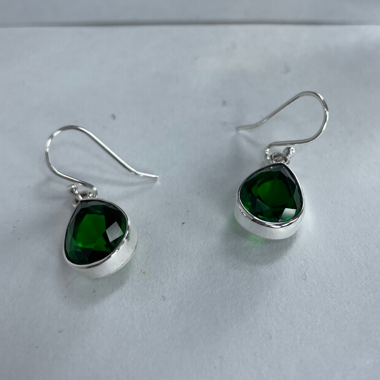 Candy - Green Faceted Swarovski Drop Silver Earrings