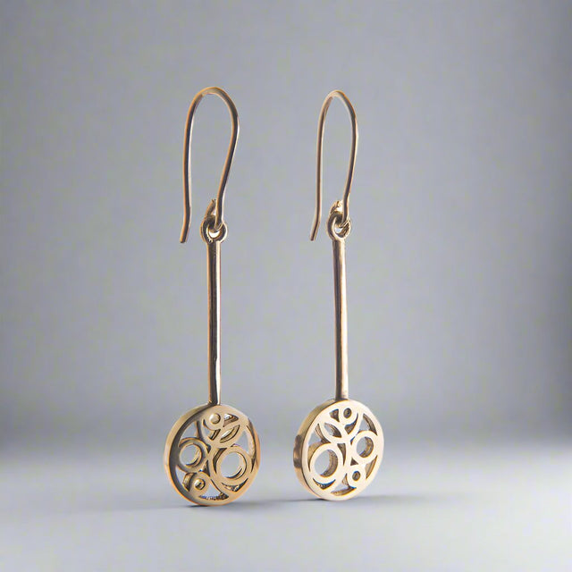 Long Flow 9ct Yellow Gold Earrings - Dangle by Miriam Wade Jewellery. #LongFlowEarrings #GoldJewellery #HandmadeEarrings #MiriamWadeJewellery #IrishDesign #IndependentJewelleryMakers #KinsaleJewellery #CroíKinsaleJewellery #JewelleryIreland