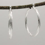 Lupita - Large Patterned Circle Hoop Silver Earrings