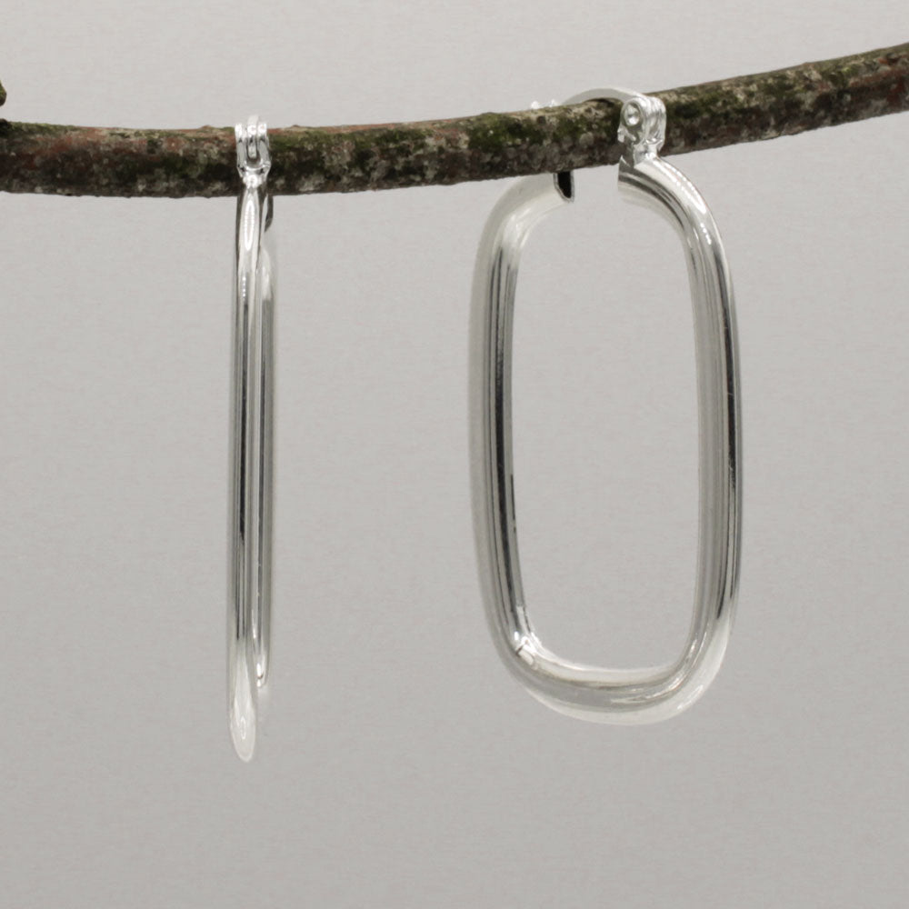 Lupita - Large Rectangle Hoop Silver Earrings