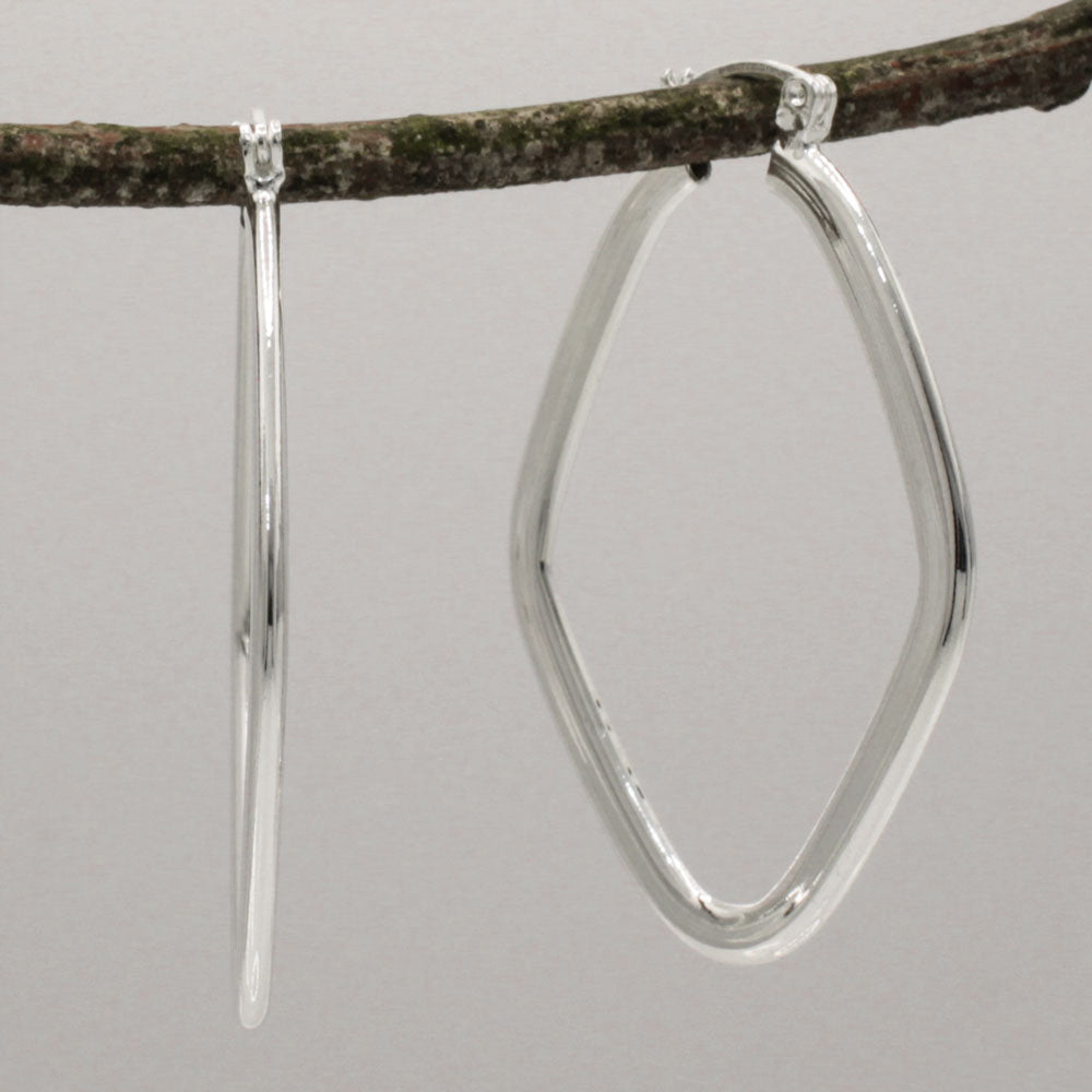 Lupita - Large Rhombus Hoop Silver Earrings