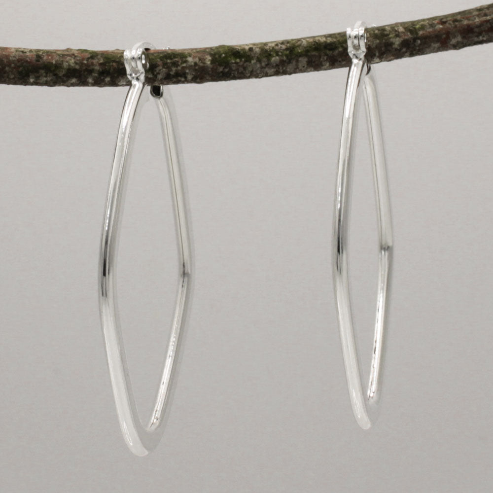 Lupita - Large Rhombus Hoop Silver Earrings