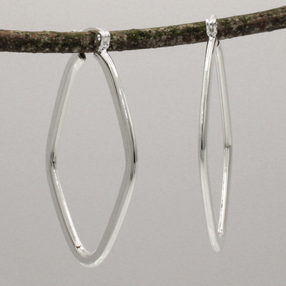 Lupita - Large Rhombus Hoop Silver Earrings